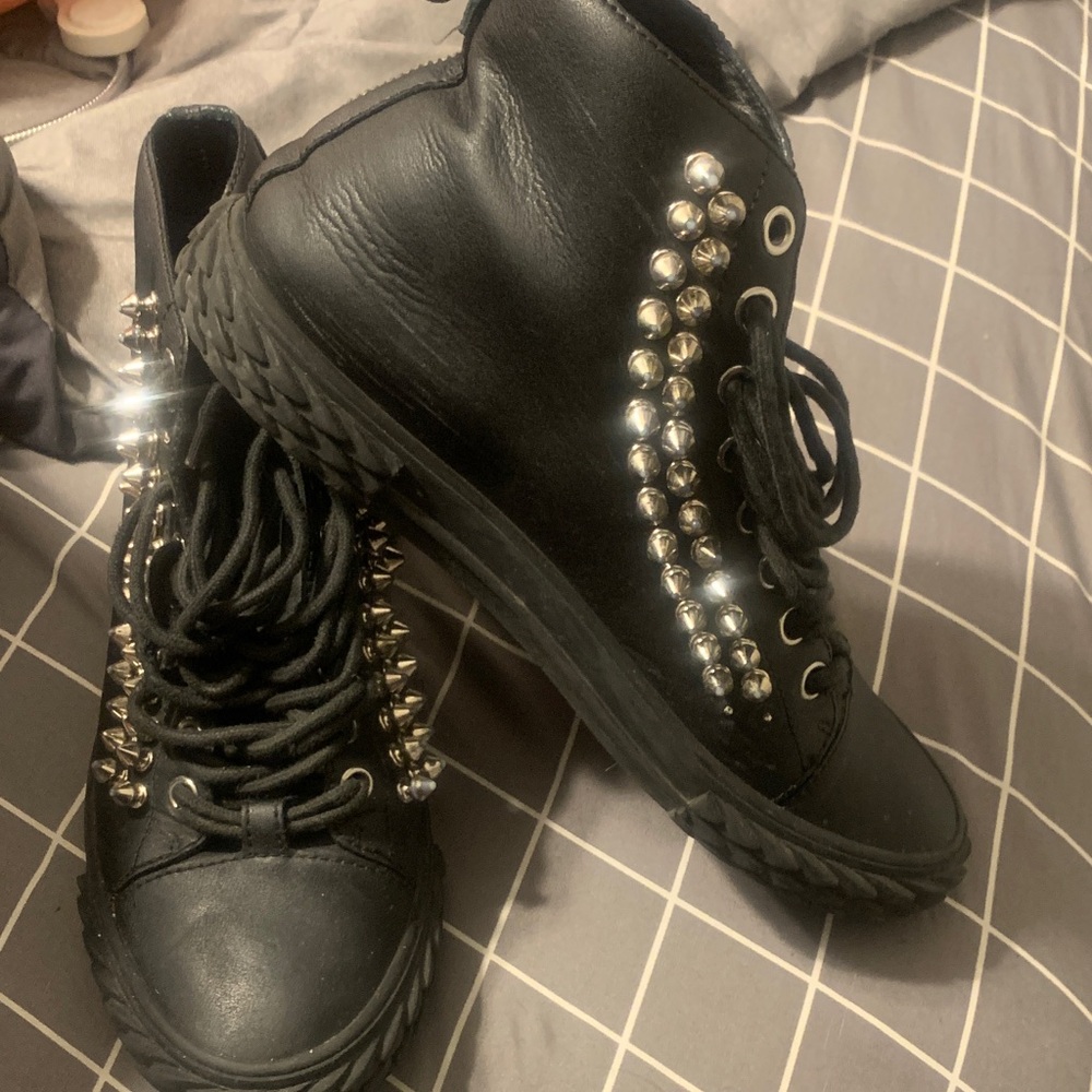 Giuseppe Black High-Top Sneakers with Silver Studs
